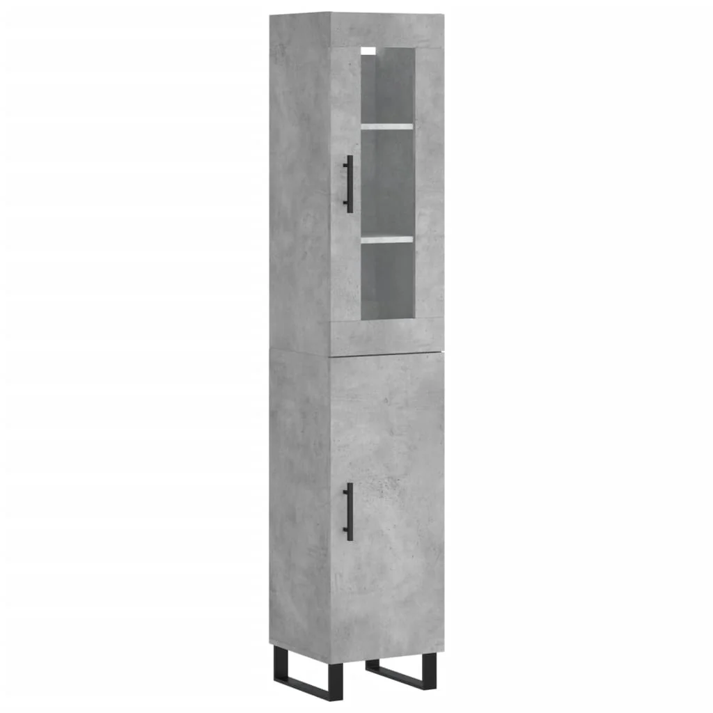 skab 34,5x34x180 cm konstrueret træ betongrå - Image 2