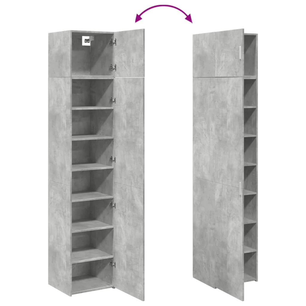 skab 45x42,5x225 cm smalt konstrueret træ betongrå - Image 8