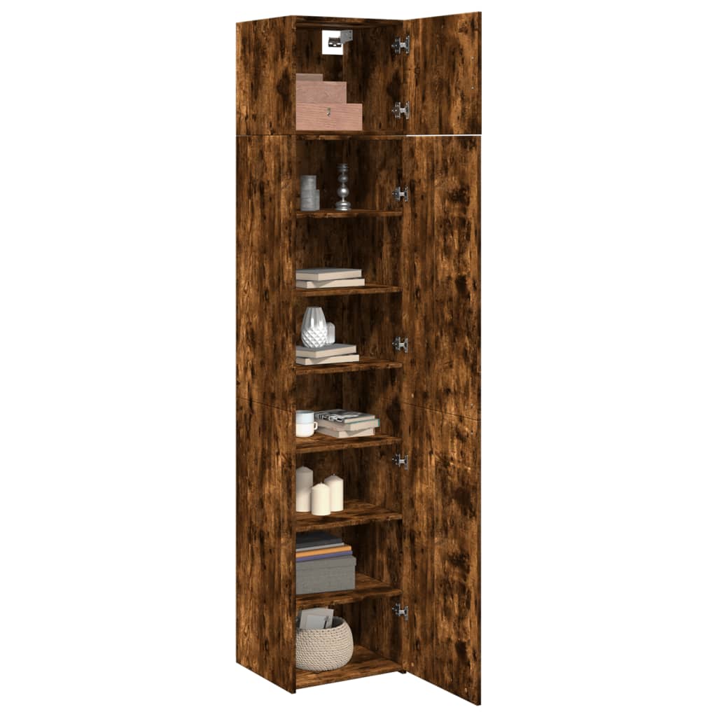 skab 45x42,5x225 cm smalt konstrueret træ røget egetræsfarve - Image 3