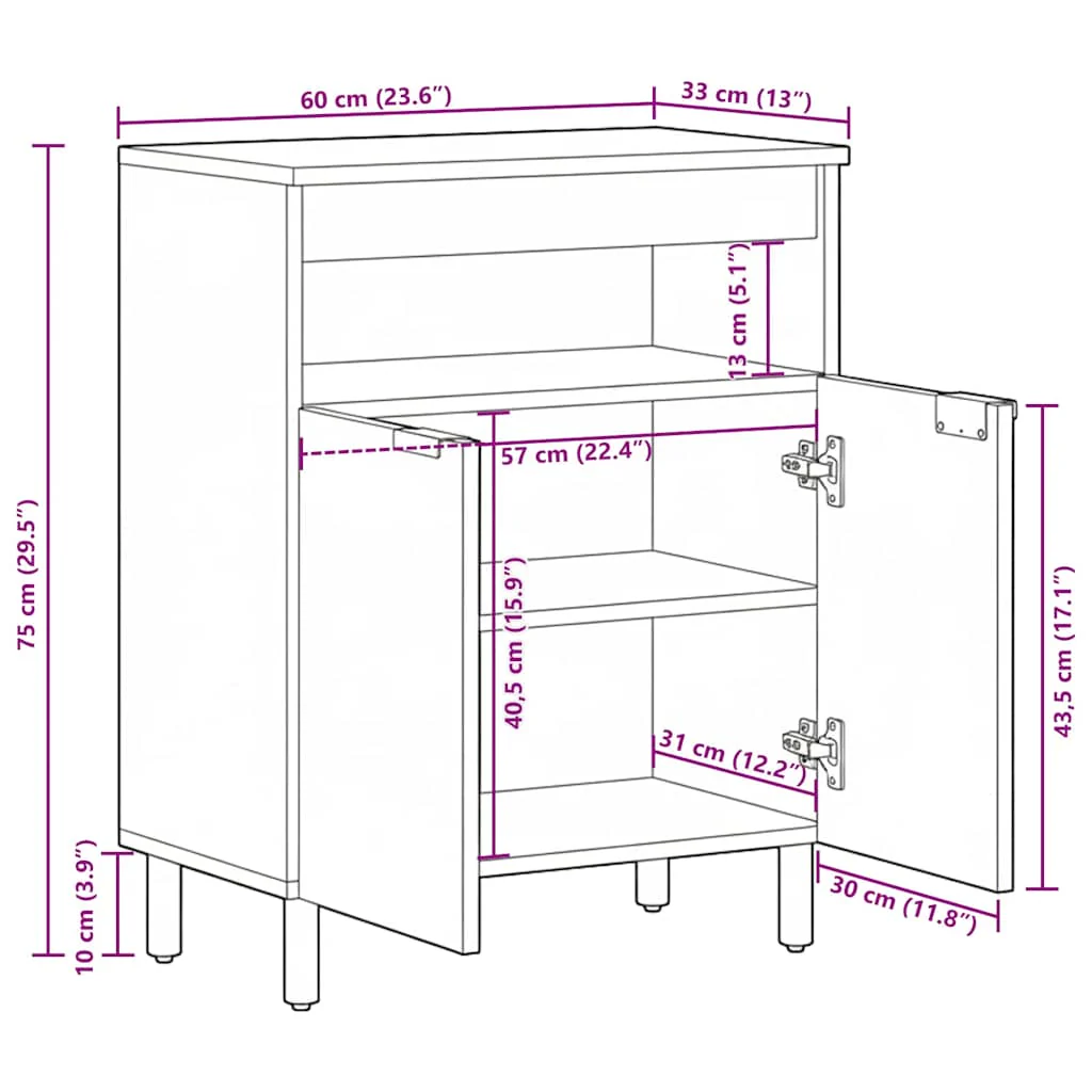 skab 60x33x75 cm konstrueret træ sort - Image 10