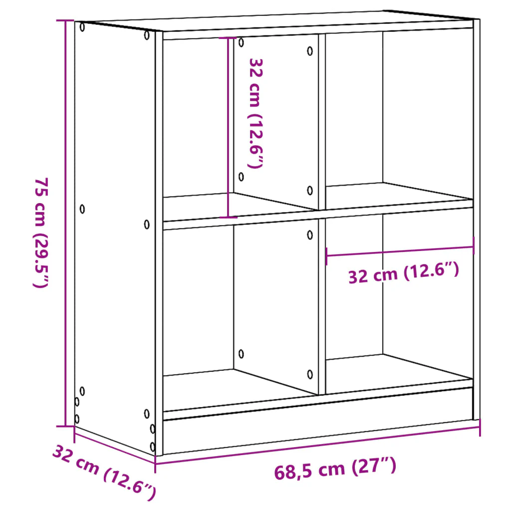 skab 68,5x32x75 cm konstrueret træ røget egetræ - Image 8