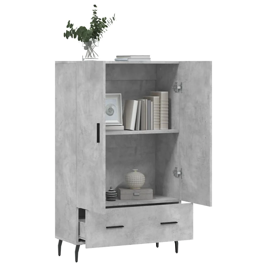 skab 69,5x31x115 cm konstrueret træ betongrå - Image 4