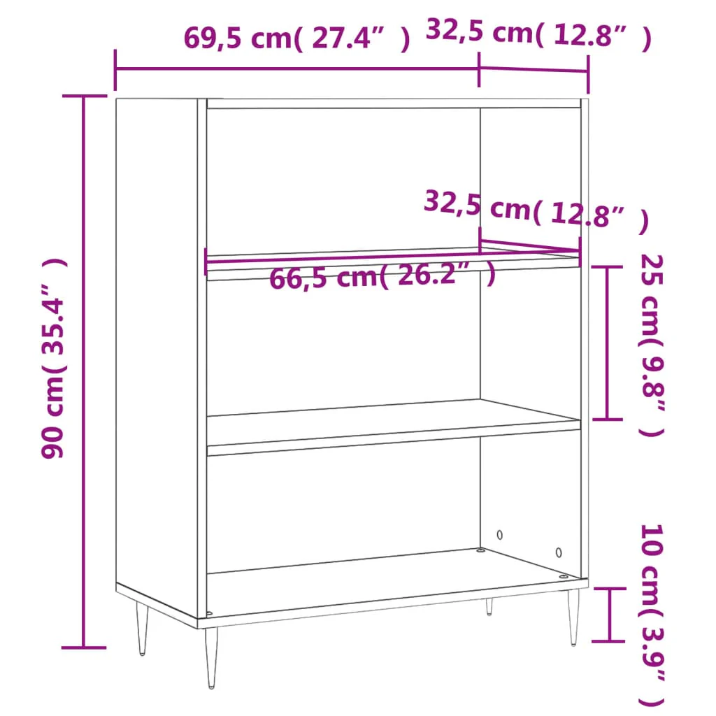 skab 69,5x32,5x90 cm konstrueret træ grå sonoma-eg - Image 8