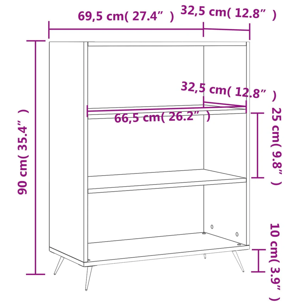 skab 69,5x32,5x90 cm konstrueret træ hvid - Image 8