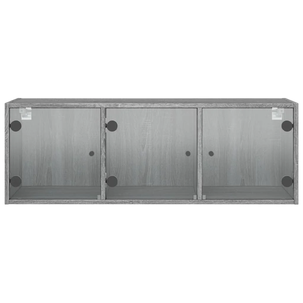 skab med glaslåger 102x37x35 cm grå sonoma-eg - Image 6