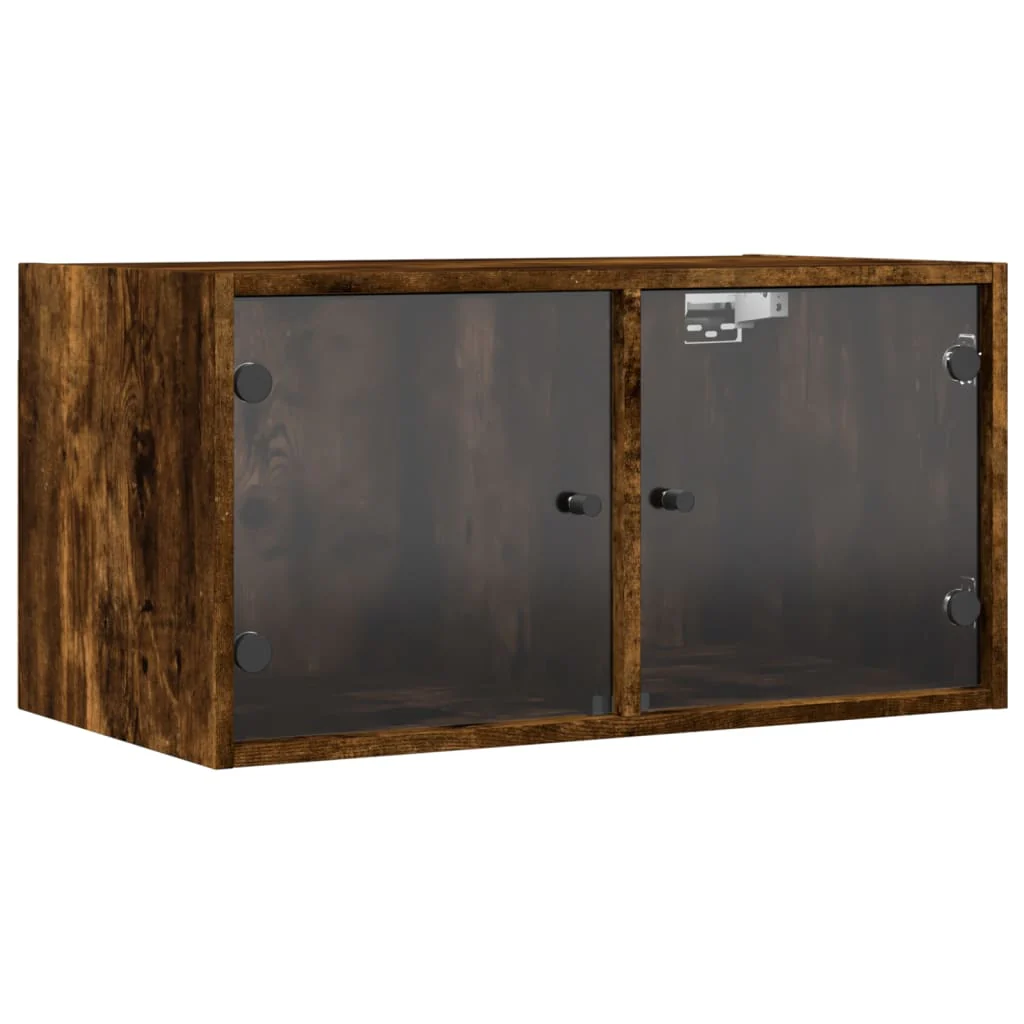 skab med glaslåger 68,5x37x35 cm røget egetræsfarve - Image 2