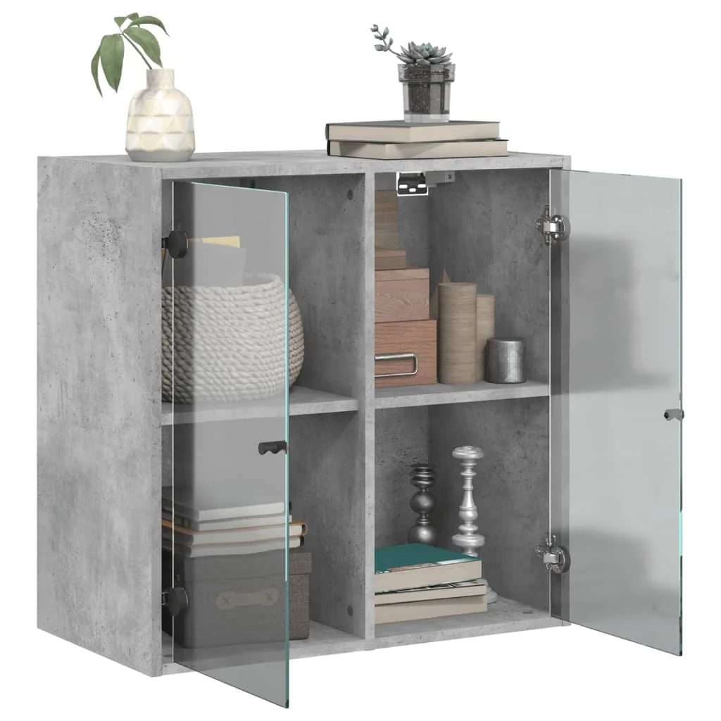 skab med glaslåger 68x37x68,5 cm betongrå - Image 5