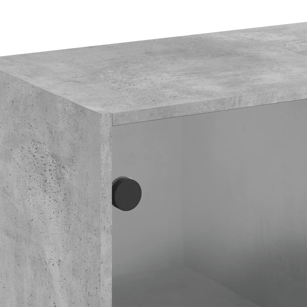 skab med glaslåger 68x37x68,5 cm betongrå - Image 8