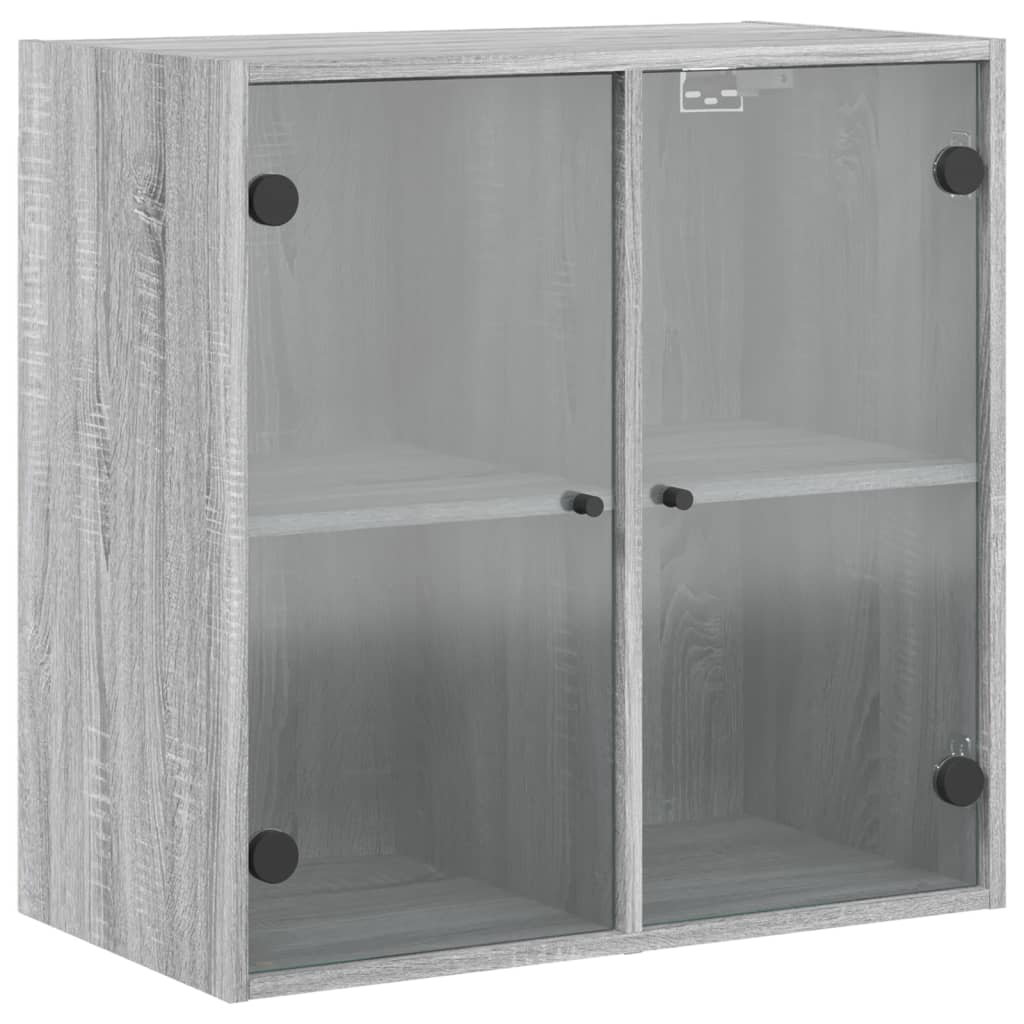skab med glaslåger 68x37x68,5 cm grå sonoma-eg - Image 2