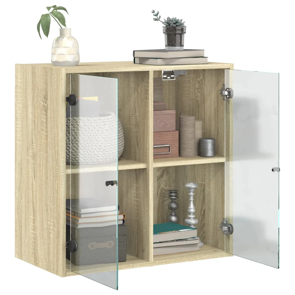 skab med glaslåger 68x37x68,5 cm sonoma-eg - Image 5