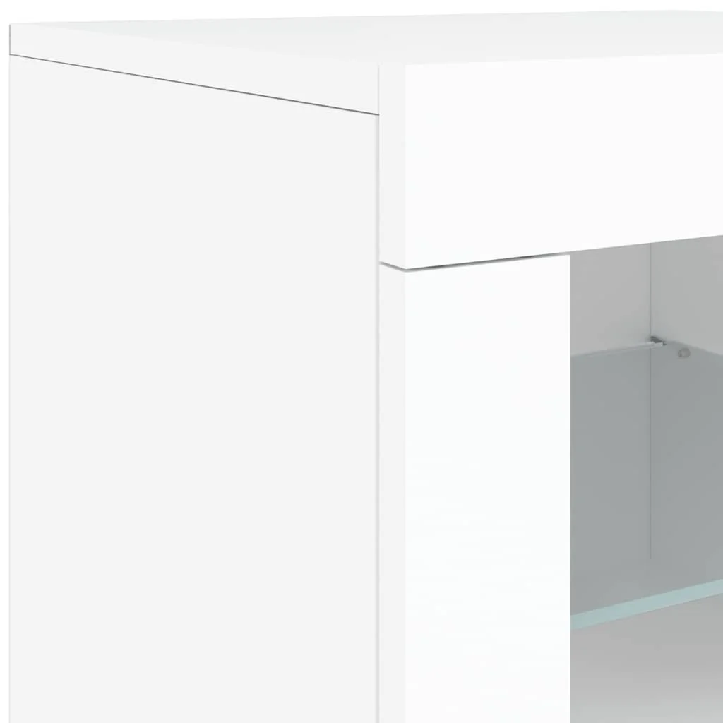 skab med LED-lys konstrueret træ hvid - Image 10