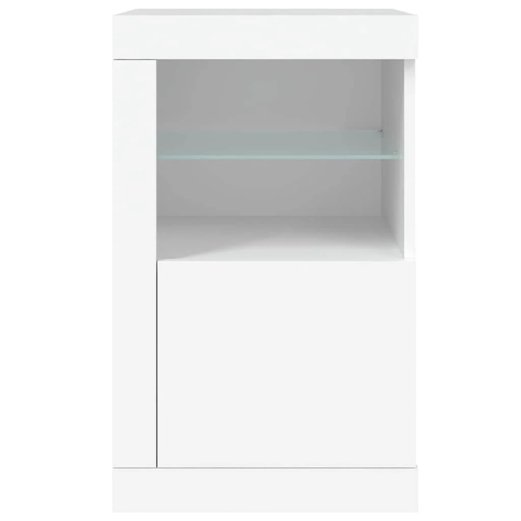 skab med LED-lys konstrueret træ hvid - Image 7