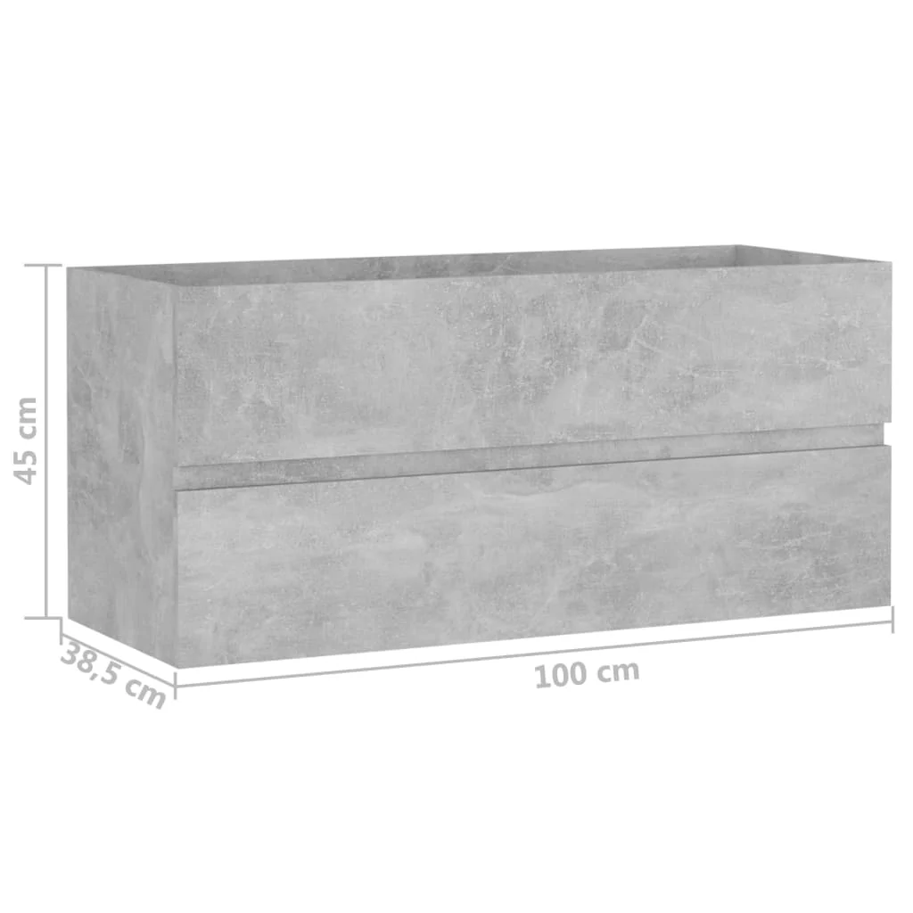 skab til håndvask 100x38,5x45 cm konstrueret træ betongrå - Image 7