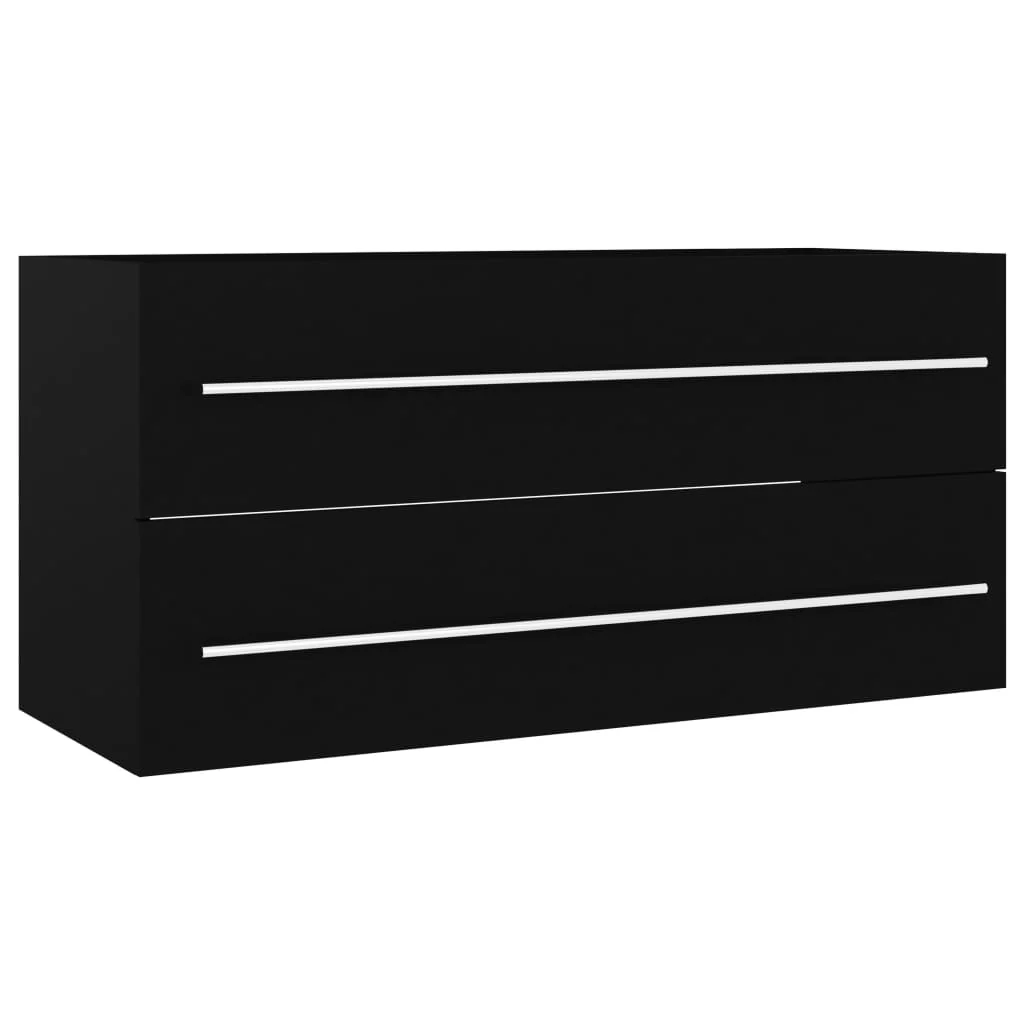 skab til håndvask 100x38,5x48 cm konstrueret træ sort - Image 2