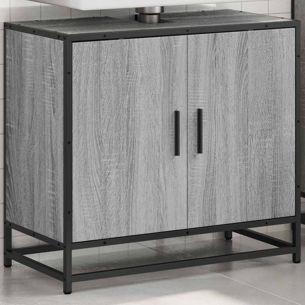 skab til håndvask til badeværelse 65x33x60 cm grå sonoma-eg - Image 3