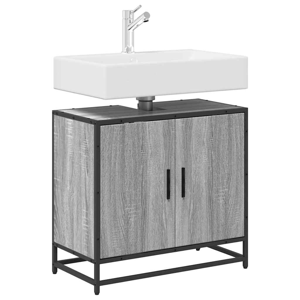skab til håndvask til badeværelse 65x33x60 cm grå sonoma-eg - Image 4