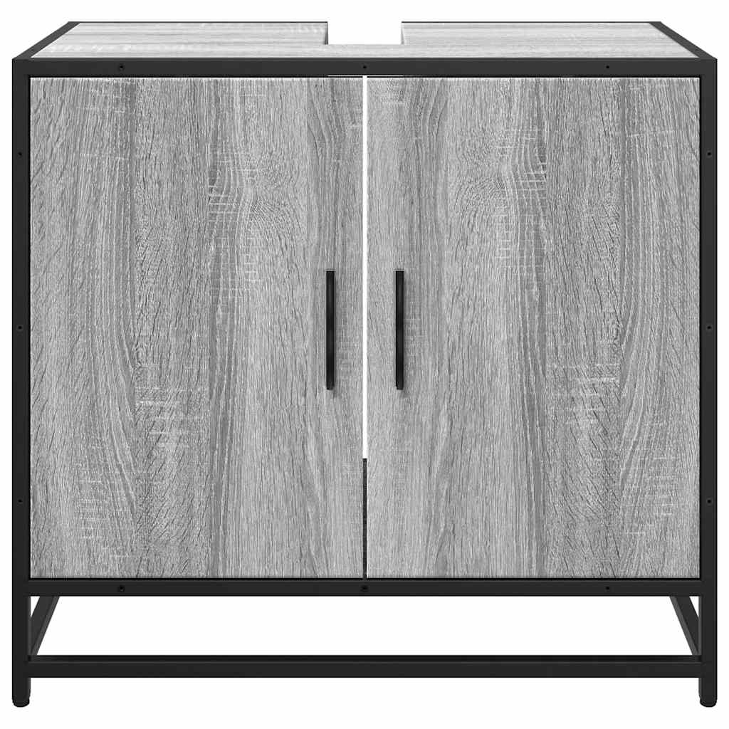 skab til håndvask til badeværelse 65x33x60 cm grå sonoma-eg - Image 5