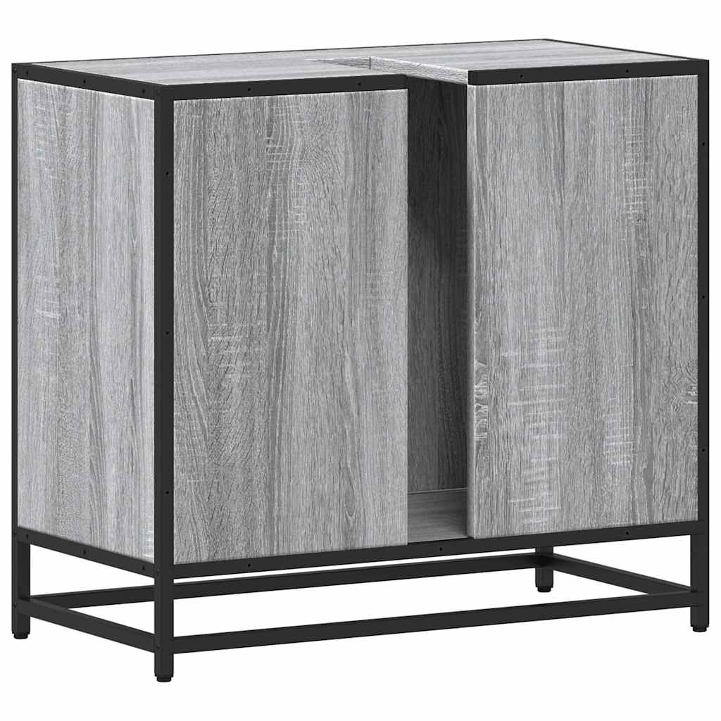 skab til håndvask til badeværelse 65x33x60 cm grå sonoma-eg - Image 7