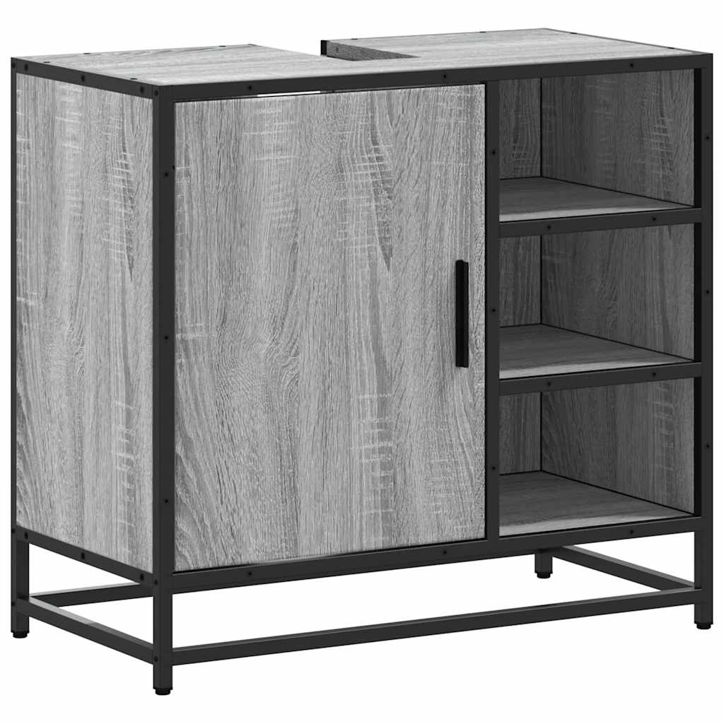 skab til håndvask til badeværelse 65x33x60 cm grå sonoma-eg - Image 2