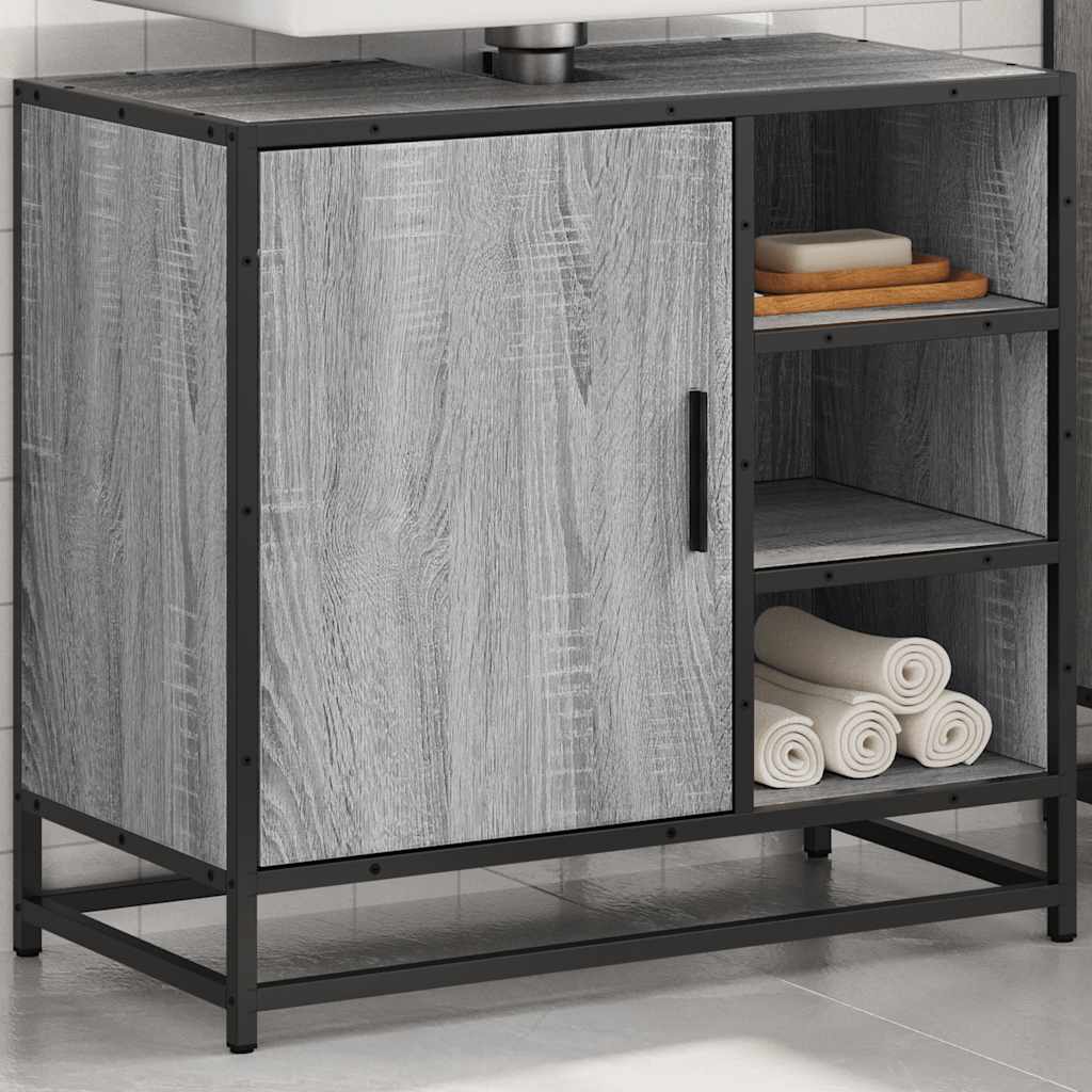 skab til håndvask til badeværelse 65x33x60 cm grå sonoma-eg - Image 4