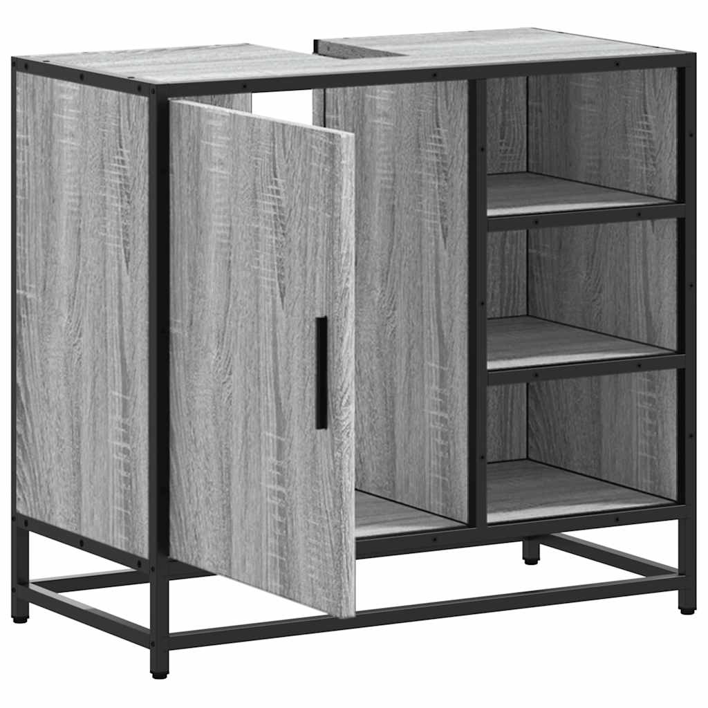 skab til håndvask til badeværelse 65x33x60 cm grå sonoma-eg - Image 6