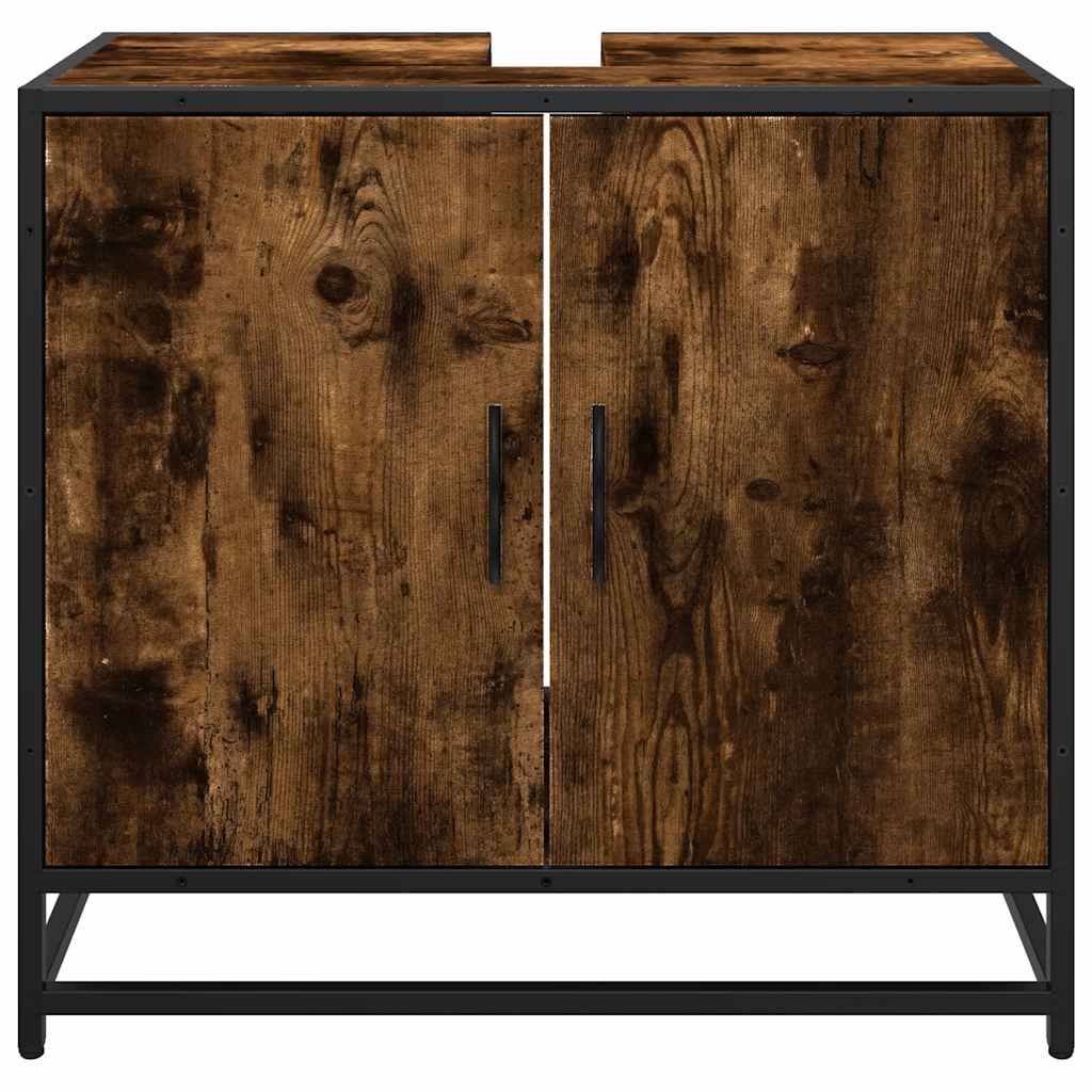 skab til håndvask til badeværelse 65x33x60 cm røget egetræ - Image 5