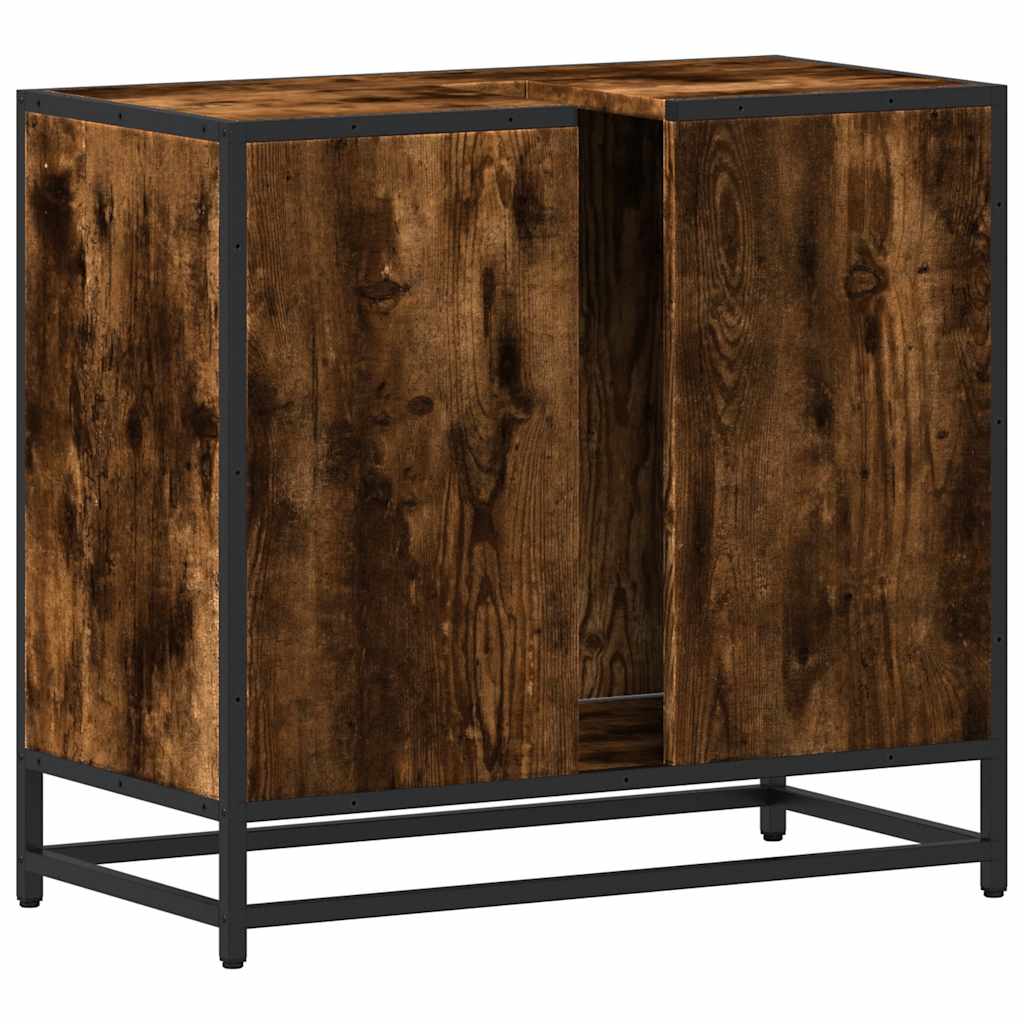 skab til håndvask til badeværelse 65x33x60 cm røget egetræ - Image 7