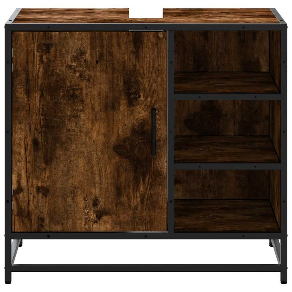 skab til håndvask til badeværelse 65x33x60 cm røget egetræ - Image 5