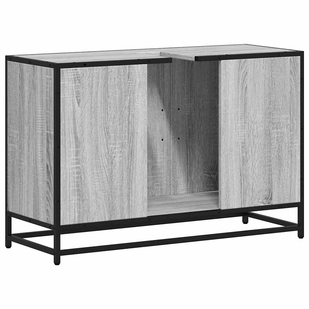 skab til håndvask til badeværelse 90x33x60 cm grå sonoma - Image 7