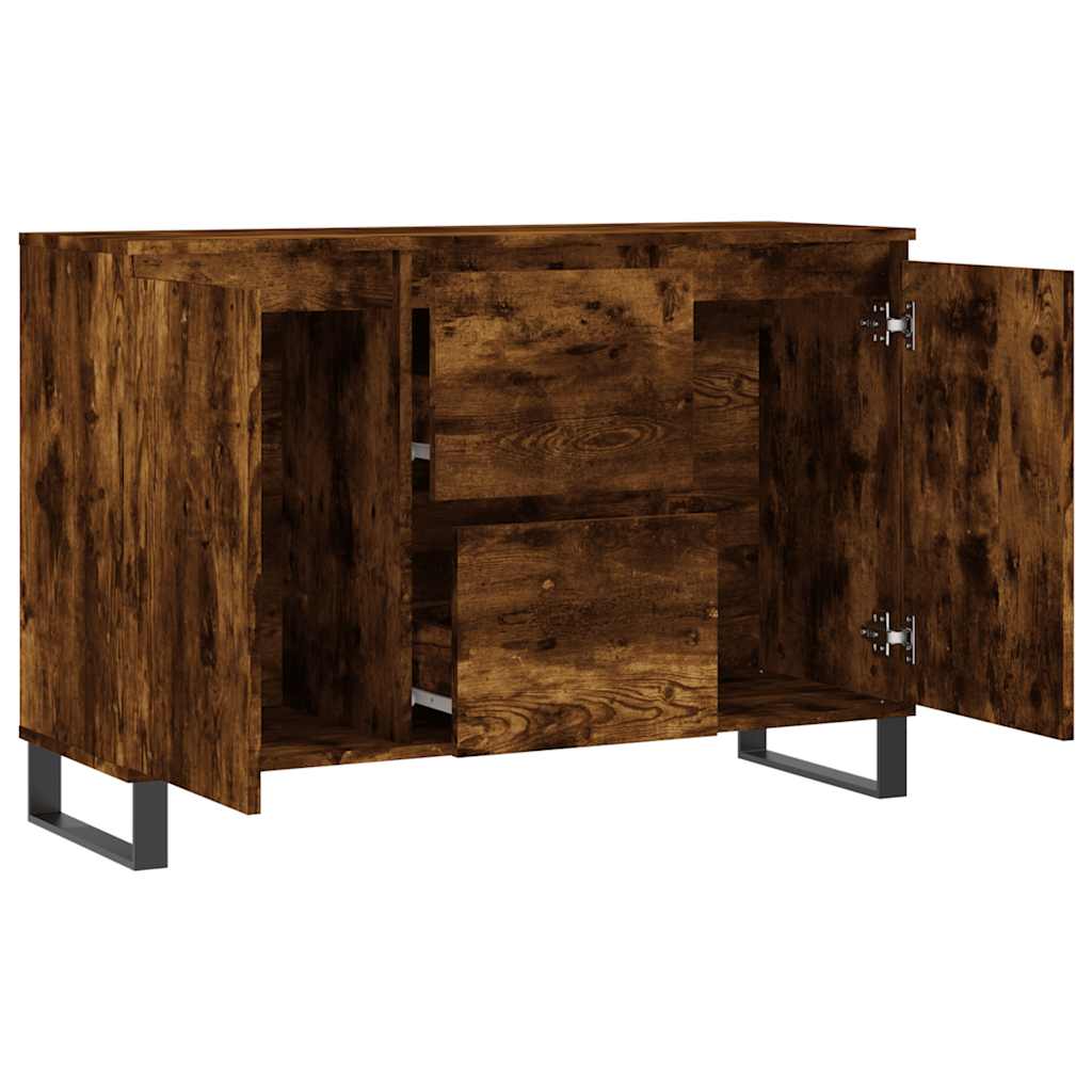 skænk 101,5x35x70 cm konstrueret træ røget egetræsfarve - Image 6