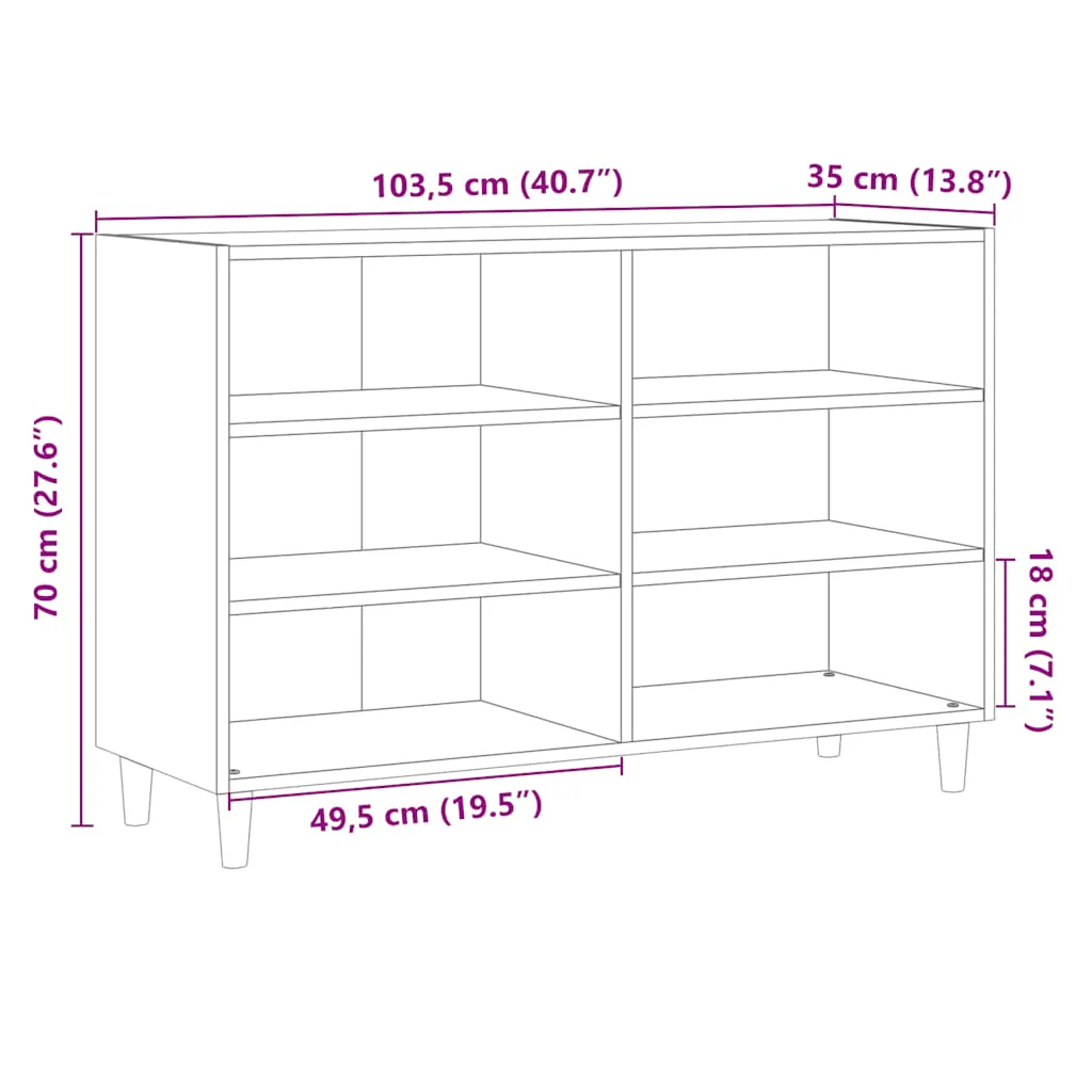 skænk 103,5x35x70 cm konstrueret træ antikt træ - Image 9