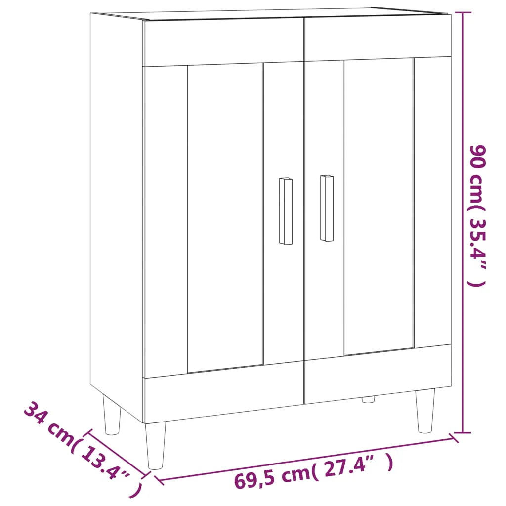 skænk 69,5x34x90 cm konstrueret træ betongrå - Image 8
