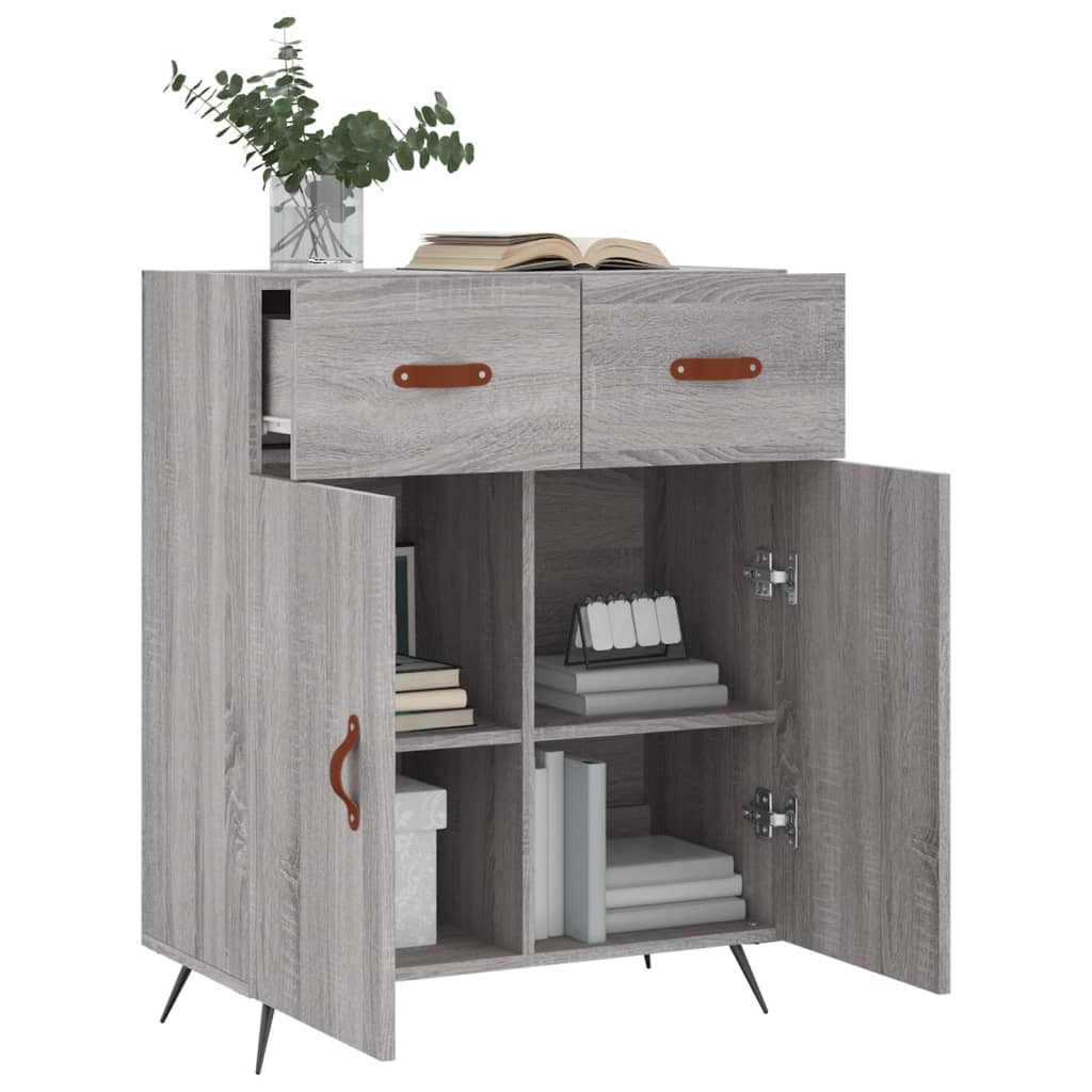 skænk 69,5x34x90 cm konstrueret træ grå sonoma-eg - Image 4