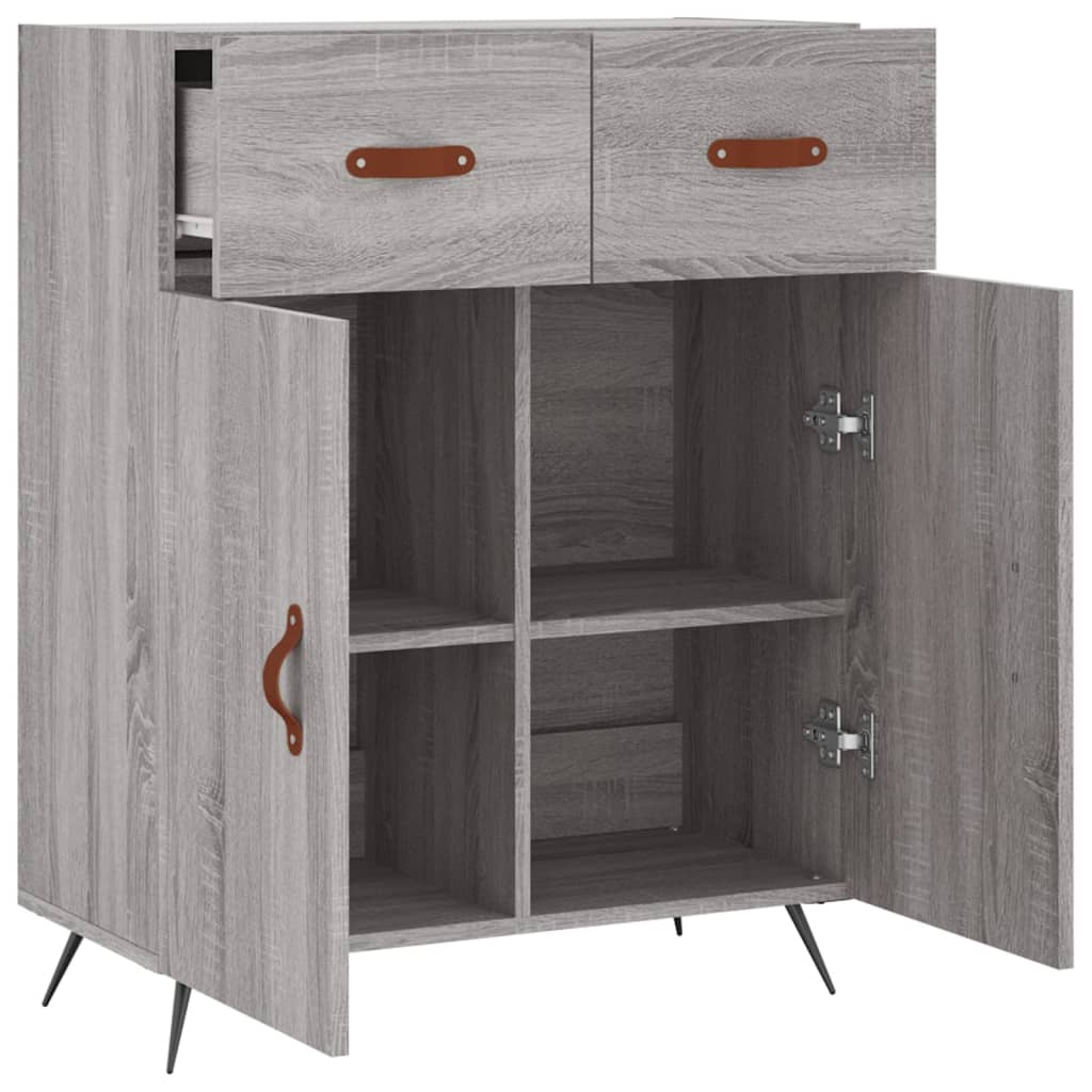 skænk 69,5x34x90 cm konstrueret træ grå sonoma-eg - Image 5
