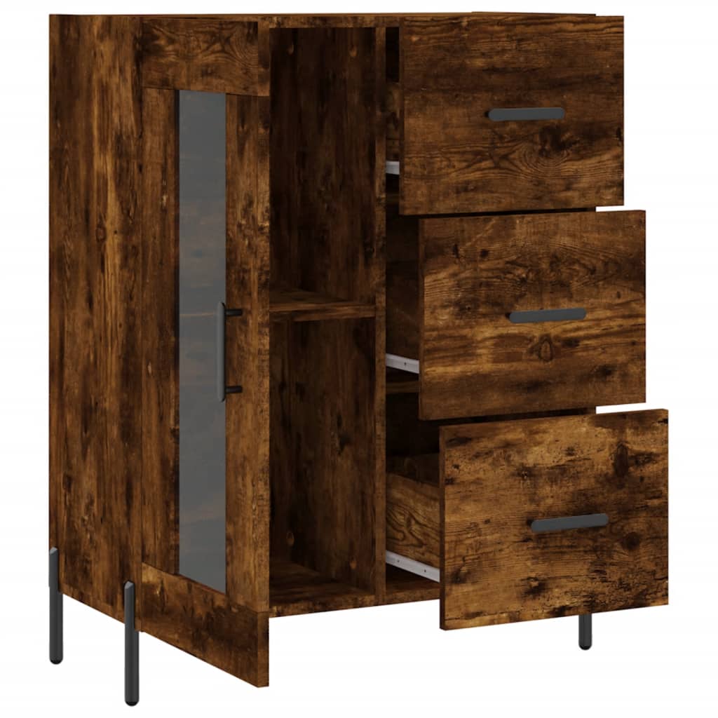 skænk 69,5x34x90 cm konstrueret træ røget egetræsfarve - Image 6