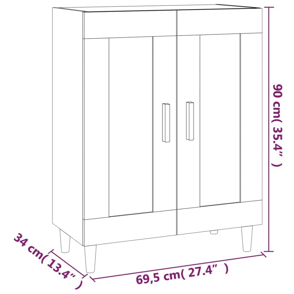 skænk 69,5x34x90 cm konstrueret træ sonoma-eg - Image 8