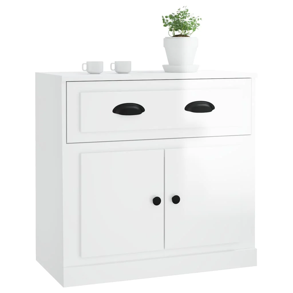 skænk 70x35,5x67,5 cm konstrueret træ hvid højglans - Image 4