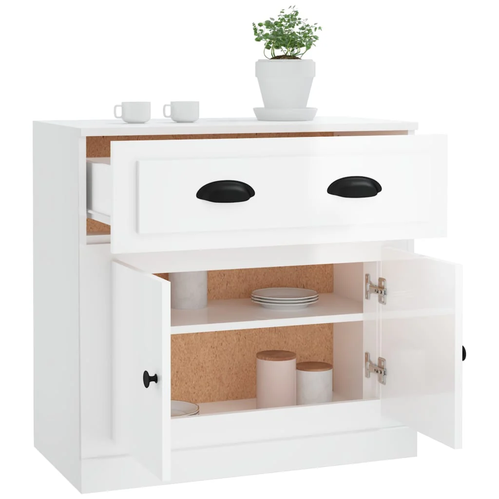 skænk 70x35,5x67,5 cm konstrueret træ hvid højglans - Image 5