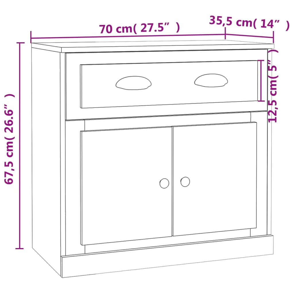 skænk 70x35,5x67,5 cm konstrueret træ hvid højglans - Image 9
