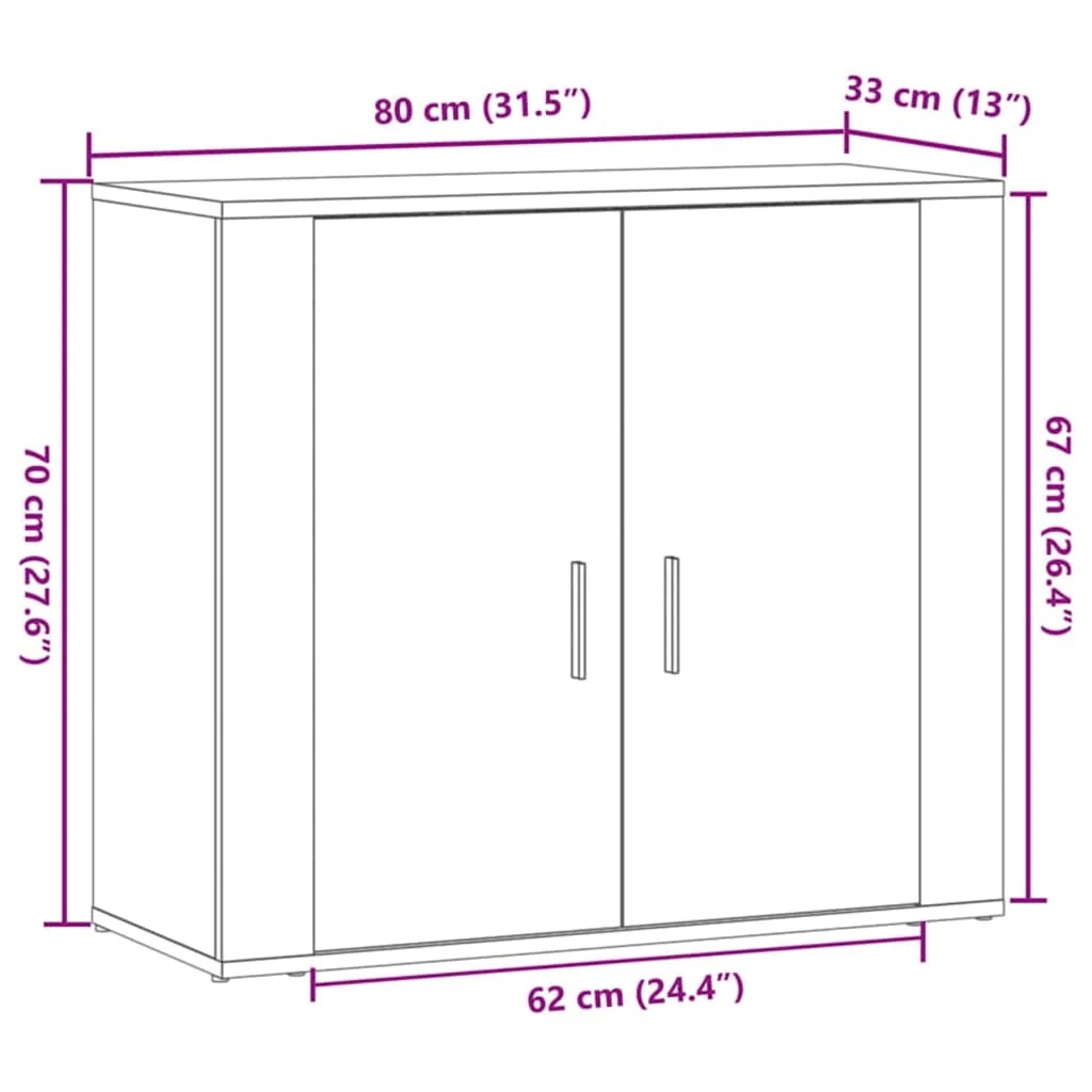 skænk 80x33x70 cm konstrueret træ egetræsfarve - Image 8