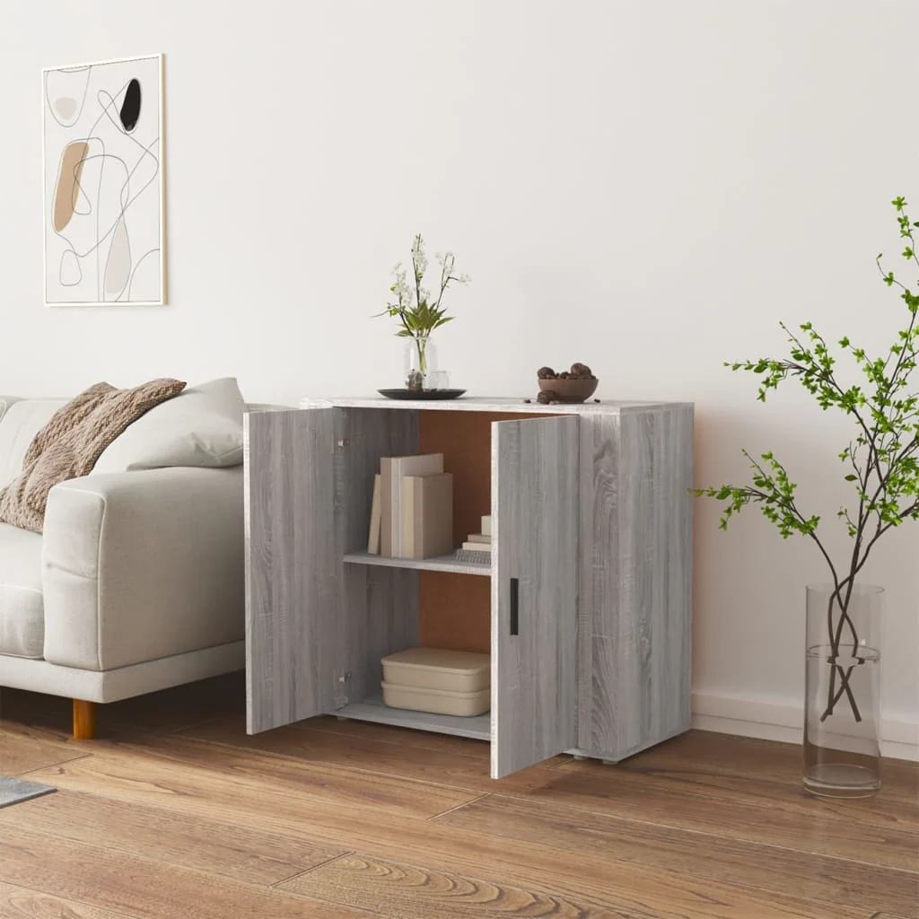 skænk 80x33x70 cm konstrueret træ grå sonoma-eg - Image 5
