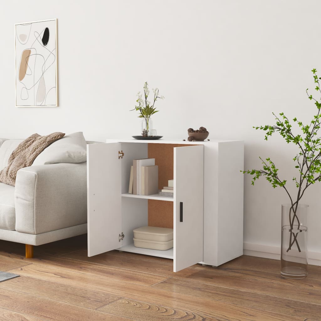 skænk 80x33x70 cm konstrueret træ hvid - Image 5