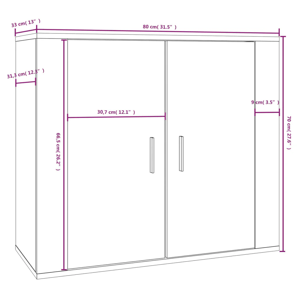 skænk 80x33x70 cm konstrueret træ hvid - Image 8