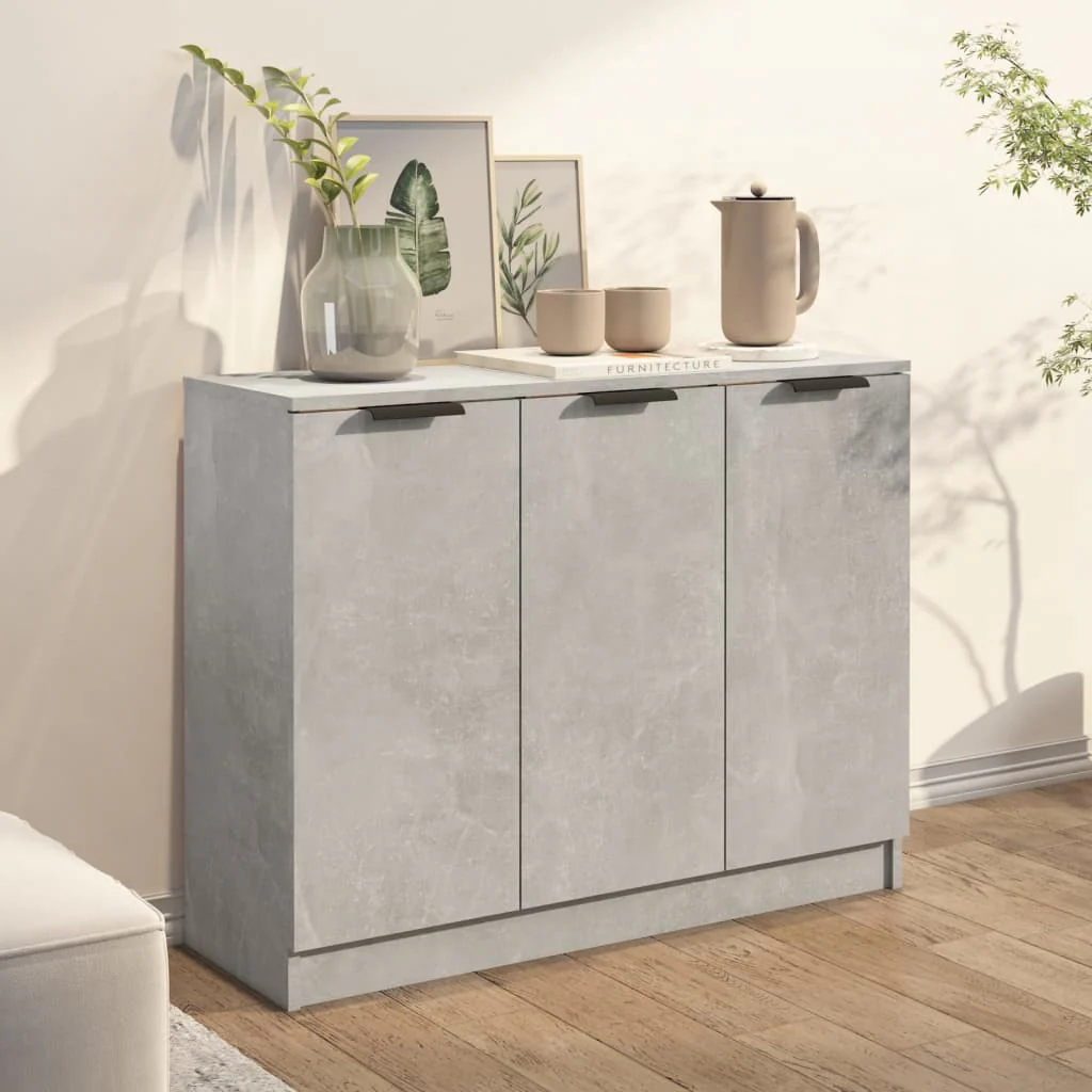 skænk 90,5 x 30 x 70 cm konstrueret træ betongrå - Image 3