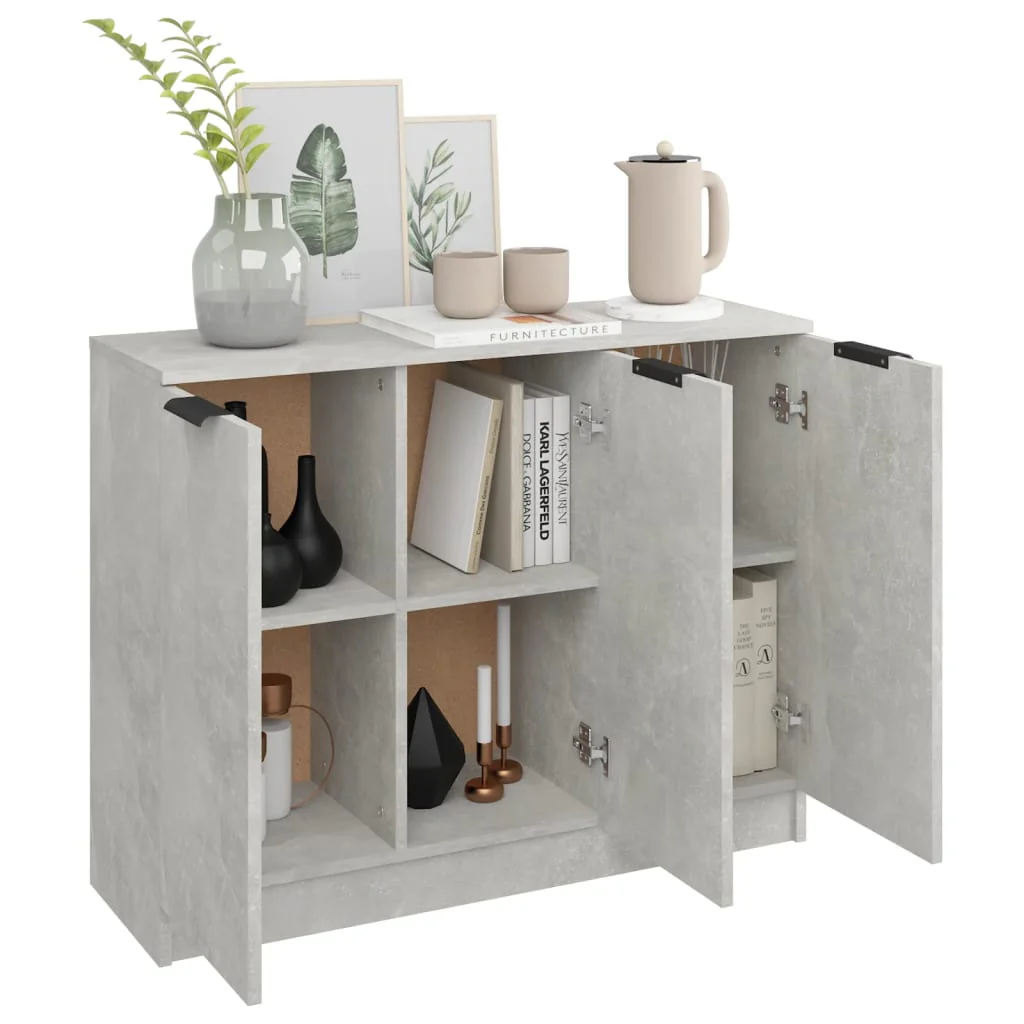 skænk 90,5 x 30 x 70 cm konstrueret træ betongrå - Image 4