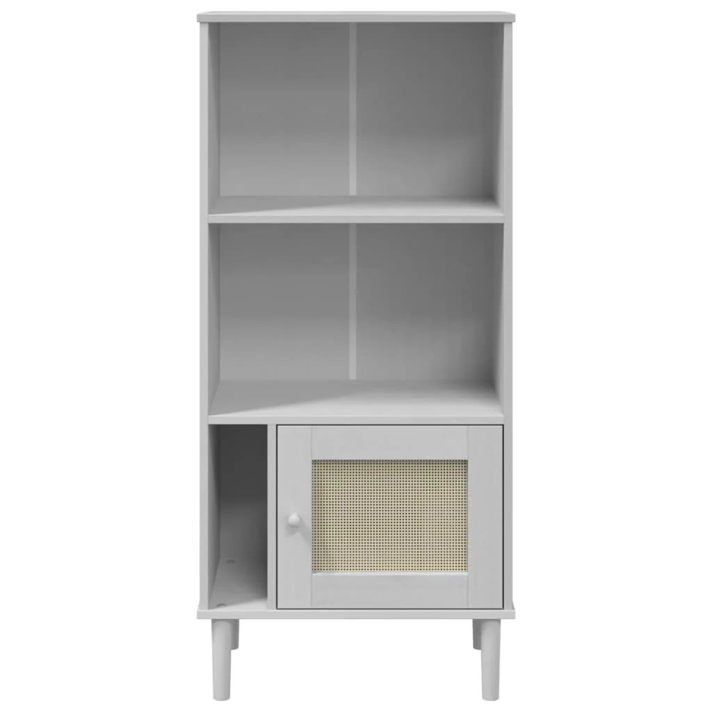 skænk SENJA 60x35x130 cm rattanlook massivt fyrretræ hvid - Image 5