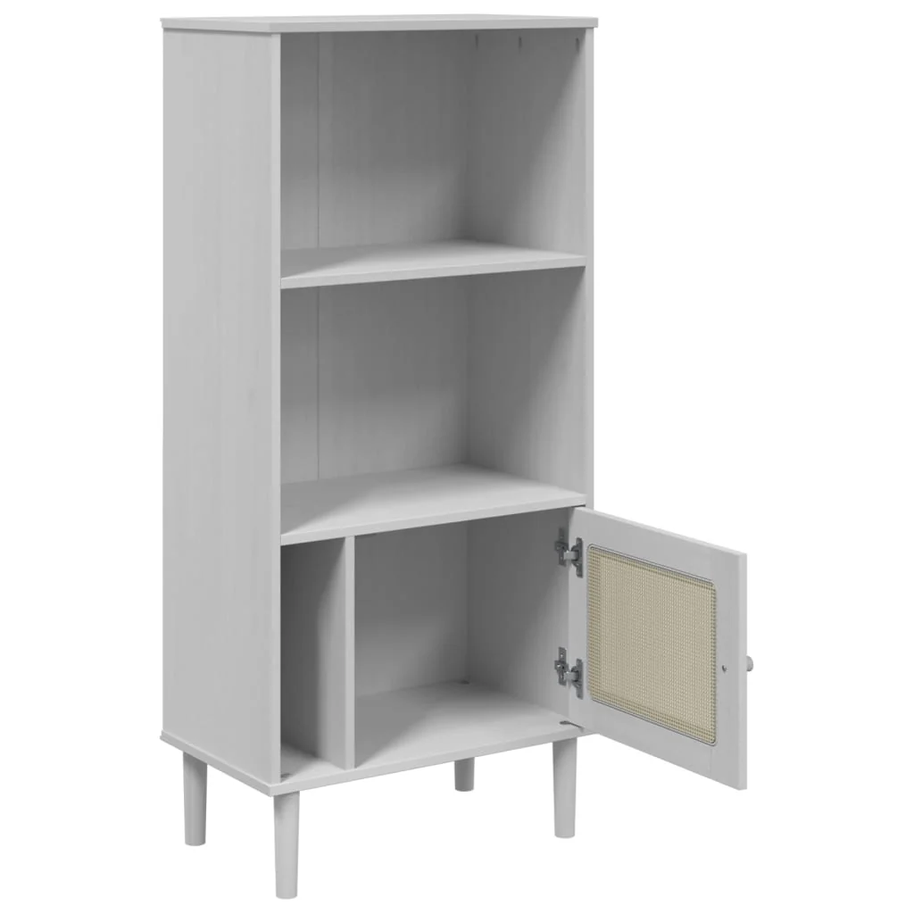skænk SENJA 60x35x130 cm rattanlook massivt fyrretræ hvid - Image 6