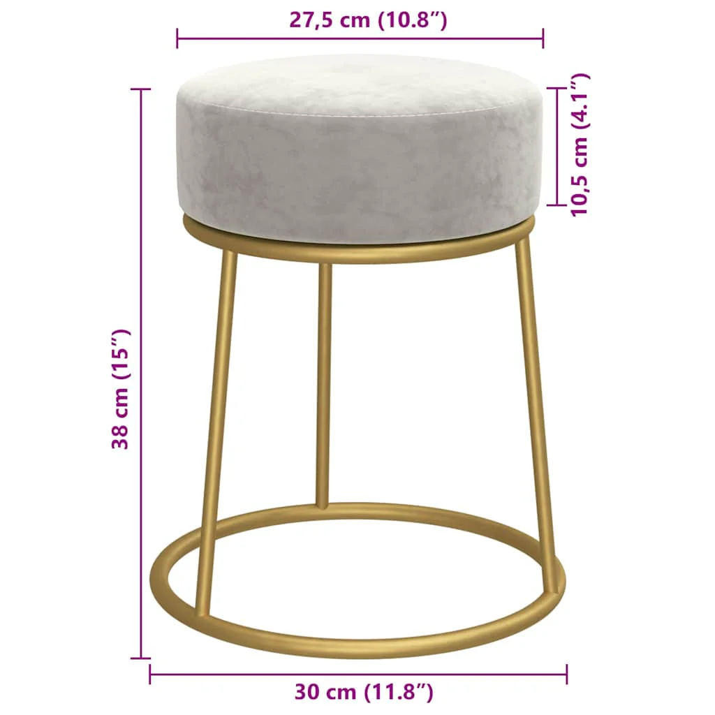 skammel fløjl lysegrå - Image 6