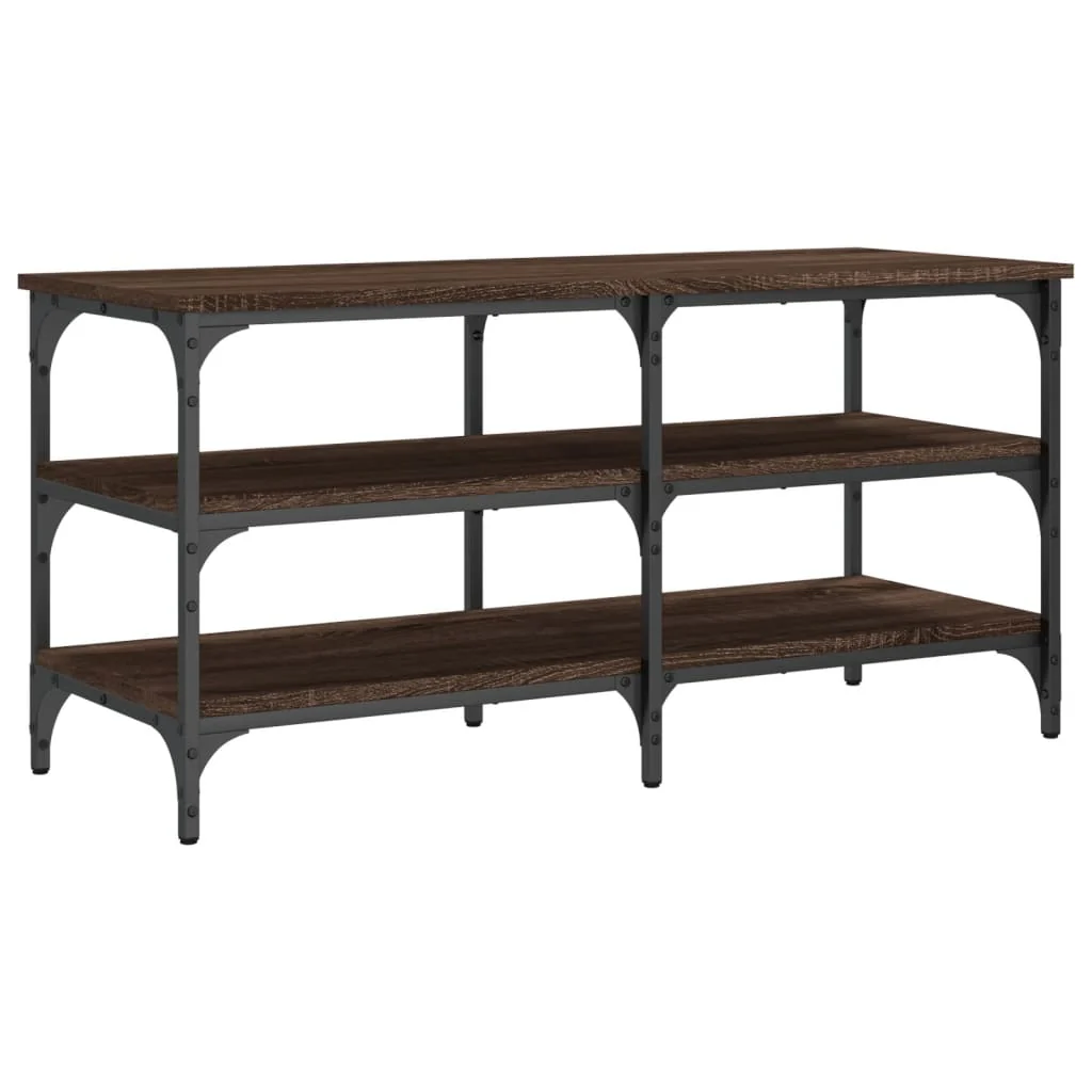 skobænk 100x38,5x49 cm konstrueret træ brun egetræsfarve - Image 7
