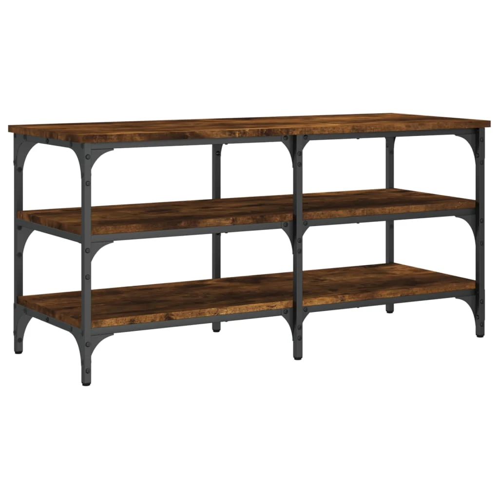skobænk 100x38,5x49 cm konstrueret træ røget egetræsfarve - Image 7